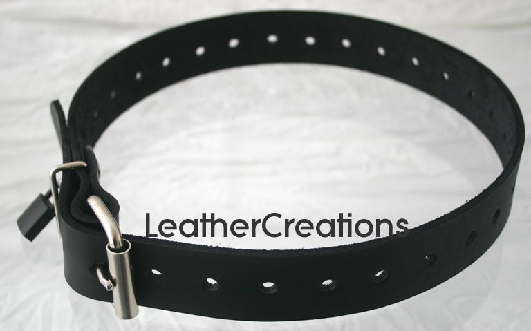 Custom lockable 2 inch wide bondage strap / belt